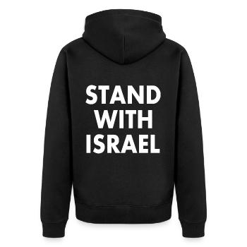 Stand with israel - Unisex Premium Bio Zip Hoodie - Schwarz - Hinten - Nico (187cm)