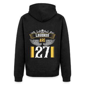 Legenden sind 27 Jahre alt, Geburtstag 27 - Unisex Premium Bio Zip Hoodie - Schwarz - Hinten - Nico (187cm)