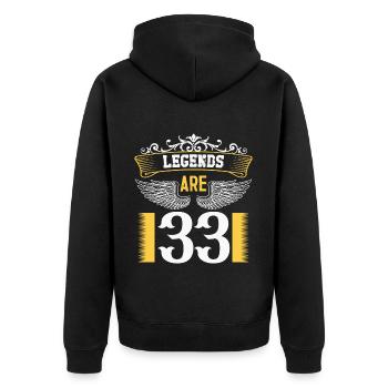Legends are 33 years old, birthday 33 - Unisex Premium Organic Zip Hoodie - black - Back - Nico (187cm)