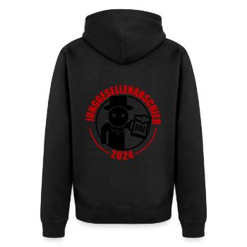 Junggesellenabschied 2024 Bier - Unisex Premium Bio Zip Hoodie - Schwarz - Hinten - Nico (187cm)