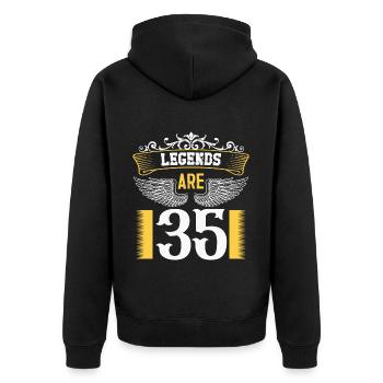 Legenden sind 35 Jahre alt, Geburtstag 35 - Unisex Premium Bio Zip Hoodie - Schwarz - Hinten - Nico (187cm)