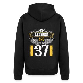 Legenden sind 37 Jahre alt, Geburtstag 37 - Unisex Premium Bio Zip Hoodie - Schwarz - Hinten - Nico (187cm)