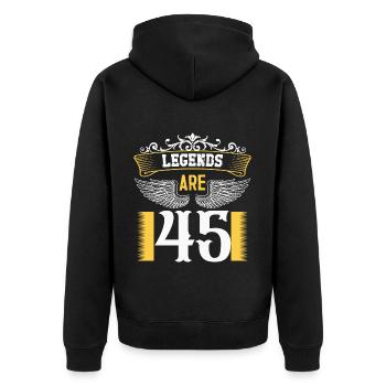 Legenden sind 45 Jahre alt, Geburtstag 45 - Unisex Premium Bio Zip Hoodie - Schwarz - Hinten - Nico (187cm)