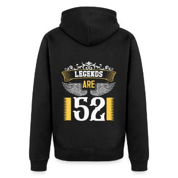 Legenden sind 52 Jahre alt, Geburtstag 52 - Unisex Premium Bio Zip Hoodie - Schwarz - Hinten - Nico (187cm)