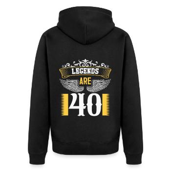 Legends are 40 years old, birthday 40 - Unisex Premium Organic Zip Hoodie - black - Back - Nico (187cm)