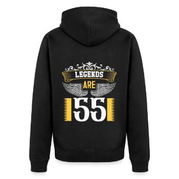 Les légendes ont 55 ans, 55 ans d’anniversaire - Veste à capuche bio Premium Unisexe - noir - Dos - Nico (187cm)