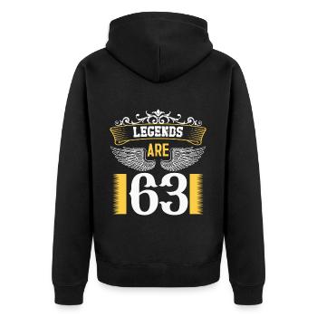 Legenden sind 63 Jahre alt, Geburtstag 63 - Unisex Premium Bio Zip Hoodie - Schwarz - Hinten - Nico (187cm)