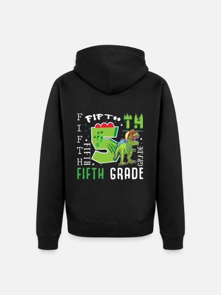 5th Grade Dino T-Rex - Unisex Premium Organic Zip Hoodie - black