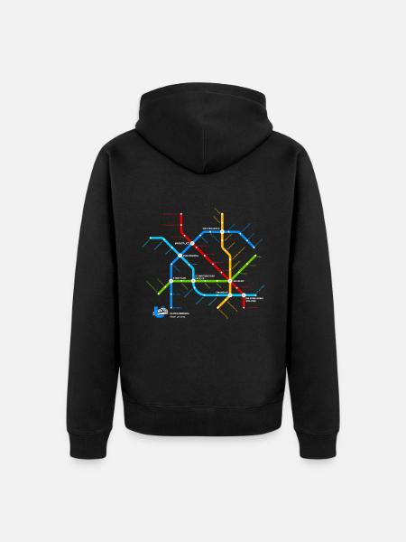 Quedlinburg (U-Bahn-Liniennetz-Edition) - Unisex Premium Organic Zip Hoodie - black