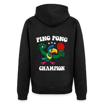 Ping Pong Champion Design Table Tennis and - Unisex Premium Organic Zip Hoodie - black - Back - Nico (187cm)