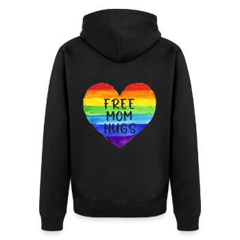 Kostenlose Mama-Umarmungen Shirt Kostenlose Mama-Umarmungen Stolz LGBTQIA - Unisex Premium Bio Zip Hoodie - Schwarz - Hinten - Nico (187cm)