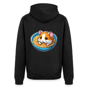 Niedlicher Hamster mit Ramen Suppe - Unisex Premium Bio Zip Hoodie - Schwarz - Hinten - Nico (187cm)