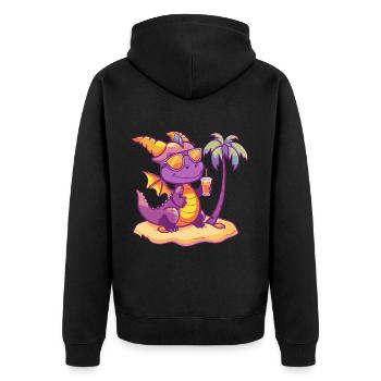 Drache Sommer Strand Urlaub - Unisex Premium Bio Zip Hoodie - Schwarz - Hinten - Nico (187cm)