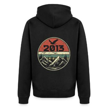 Vintage 2013 Classic 2013 Retro 2013 Gift 2013 - Unisex Premium Organic Zip Hoodie - black - Back - Nico (187cm)