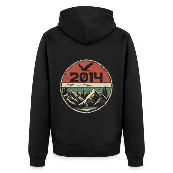 Jahrgang 2014 Klassik 2014 Retro 2014 Geschenk 2014 - Unisex Premium Bio Zip Hoodie - Schwarz - Hinten - Nico (187cm)