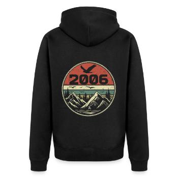 Jahrgang 2006 Klassik 2006 Retro 2006 Geschenk 2006 - Unisex Premium Bio Zip Hoodie - Schwarz - Hinten - Nico (187cm)