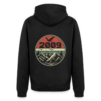 Vintage 2009 Classic 2009 Retro 2009 Gift 2009 - Unisex Premium Organic Zip Hoodie - black - Back - Nico (187cm)
