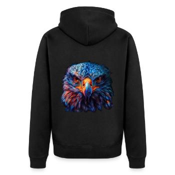 Aigle rouge et bleu : art animalier féroce et vif - Veste à capuche bio Premium Unisexe - noir - Dos - Nico (187cm)