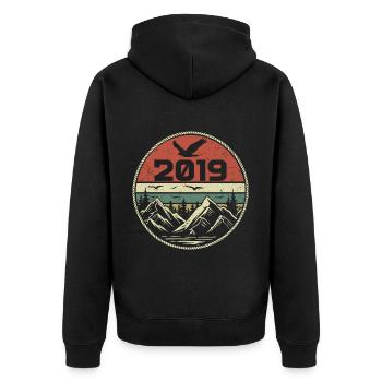 Jahrgang 2019 Classic 2019 Retro 2019 Geschenk 2019 - Unisex Premium Bio Zip Hoodie - Schwarz - Hinten - Nico (187cm)