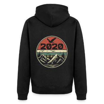 Jahrgang 2020 Classic 2020 Retro 2020 Geschenk 2020 - Unisex Premium Bio Zip Hoodie - Schwarz - Hinten - Nico (187cm)