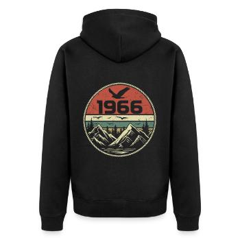 Vintage 1966 Classic 1966 Retro 1966 Gift 1966 - Unisex Premium Organic Zip Hoodie - black - Back - Nico (187cm)