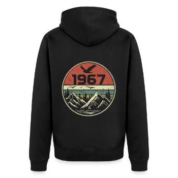 Jahrgang 1967 Klassisch 1967 Retro 1967 Geschenk 1967 - Unisex Premium Bio Zip Hoodie - Schwarz - Hinten - Nico (187cm)