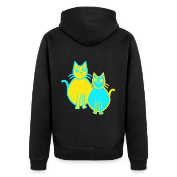 80er 90er Retroe Vintage Katzen Kätzchen - Unisex Premium Bio Zip Hoodie - Schwarz - Hinten - Nico (187cm)