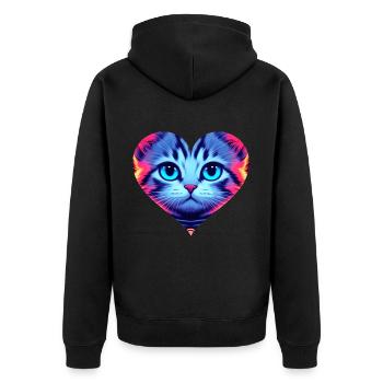 Kitten in the heart 💞 - Unisex Premium Organic Zip Hoodie - black - Back - Nico (187cm)