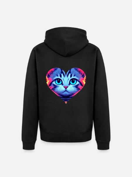 Kätzchen im Herzen 💞 - Unisex Premium Bio Zip Hoodie - Schwarz