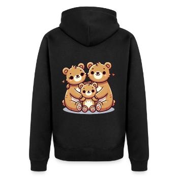 Bear Famille Mère Et Père Avec Un Enfant - Veste à capuche bio Premium Unisexe - noir - Dos - Nico (187cm)