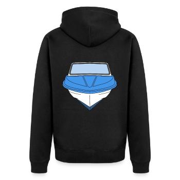 Boot DDR Ibis Zeichnung Ossi Osten Ostalgie - Unisex Premium Bio Zip Hoodie - Schwarz - Hinten - Nico (187cm)