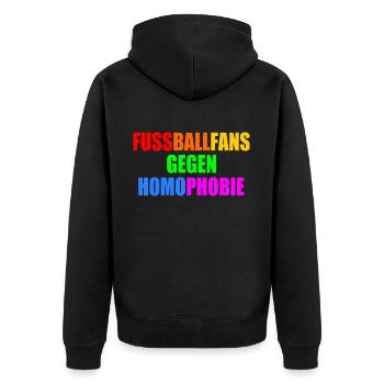 fußballfans gegen homophobie - Unisex Premium Bio Zip Hoodie - Schwarz - Hinten - Nico (187cm)