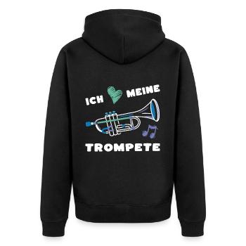 Ich liebe meine Trompete - Musik Musiker Musikerin - Unisex Premium Bio Zip Hoodie - Schwarz - Hinten - Nico (187cm)