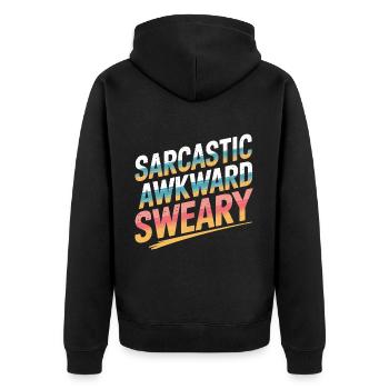 Sarcastic Awkward Sweary 7 - Unisex Premium Bio Zip Hoodie - Schwarz - Hinten - Nico (187cm)