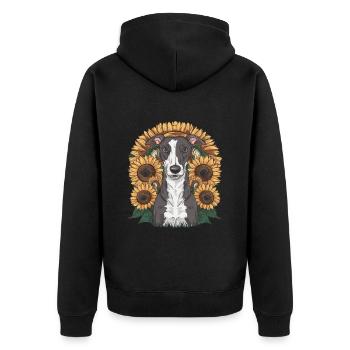 Lévrier et tournesols - Veste à capuche bio Premium Unisexe - noir - Dos - Nico (187cm)