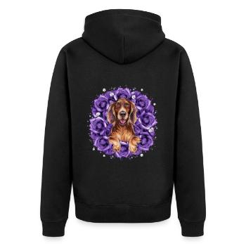 Cartoon Irish Setter with Roses - Unisex Premium Organic Zip Hoodie - black - Back - Nico (187cm)