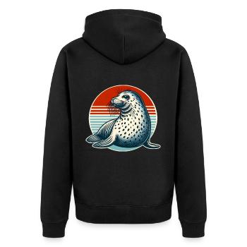 Robbe Seehund - Unisex Premium Bio Zip Hoodie - Schwarz - Hinten - Nico (187cm)