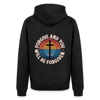 Forgive And You Will Be Forgiven 19 - Unisex Premium Bio Zip Hoodie - Schwarz - Hinten - Nico (187cm)
