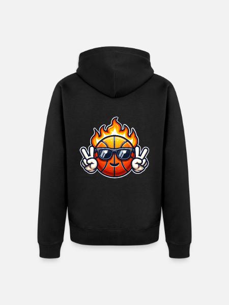 Basketball Flames Ball Fire - Unisex Premium Organic Zip Hoodie - black