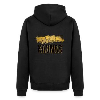 Kaunas Litauen Skyline Stadt Heimat Liebe Gold - Unisex Premium Bio Zip Hoodie - Schwarz - Hinten - Nico (187cm)