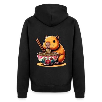 Mignon Kawaii Capybara Ramen Anime - Veste à capuche bio Premium Unisexe - noir - Dos - Nico (187cm)