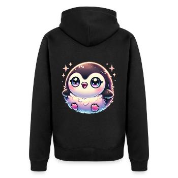 Super Cute Kawaii Baby Penguin - Unisex Premium Bio Zip Hoodie - Schwarz - Hinten - Nico (187cm)