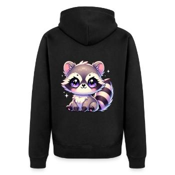 Super Cute Kawaii Baby Racoon - Unisex Premium Bio Zip Hoodie - Schwarz - Hinten - Nico (187cm)