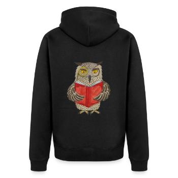 Reading Owl, Owl, Bookworm Reading, Book Love, Bookworm - Unisex Premium Organic Zip Hoodie - black - Back - Nico (187cm)