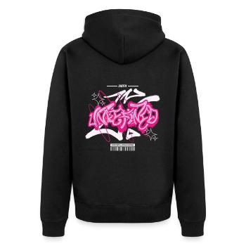 Streetwear Urban Graffiti - Unisex Premium Bio Zip Hoodie - Schwarz - Hinten - Nico (187cm)
