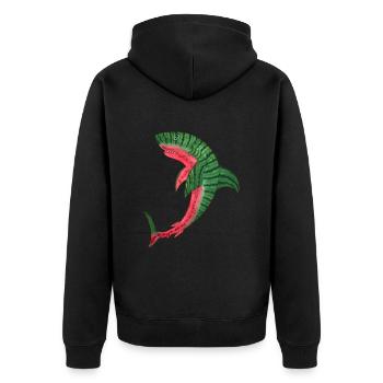 melon shark melon shark fish melon kawaii diving - Unisex Premium Organic Zip Hoodie - black - Back - Nico (187cm)