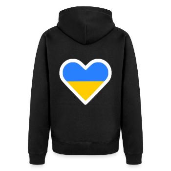 Ukraine - Unisex Premium Organic Zip Hoodie - black - Back - Nico (187cm)