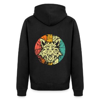 Tête de renard rétro - Veste à capuche bio Premium Unisexe - noir - Dos - Nico (187cm)
