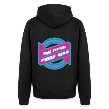 My First Plane Ride 36 - Unisex Premium Bio Zip Hoodie - Schwarz - Hinten - Nico (187cm)
