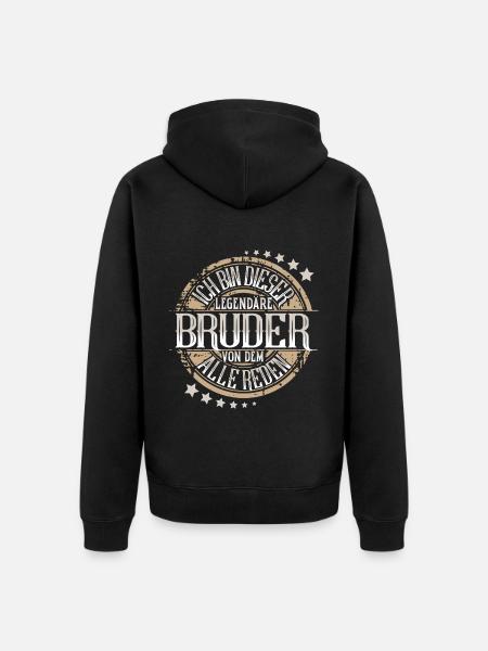 Bruder - Unisex Premium Bio Zip Hoodie - Schwarz